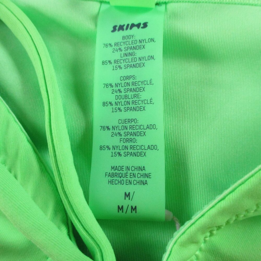 SKIMS Recycled Swim Long Sleeve Bikini Top Womens Medium Bright Neon Green Beach - Picture 4 of 6